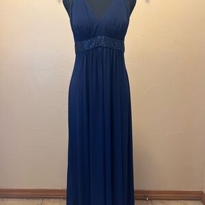 JS Boutique Navy Beaded Empire-Waist Maxi Dress